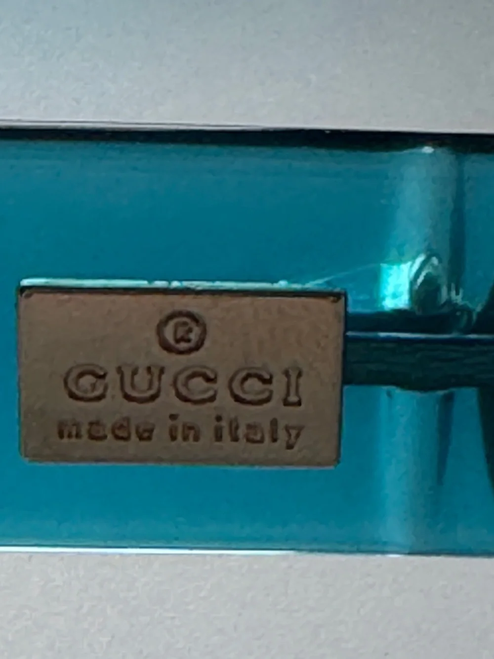 Vintage Gucci “screen”Blue Rimless Shield Sunglasses with Comfortable Nose bridg